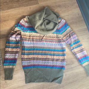 Athleta Multicolor Striped Cowl Neck Sweater